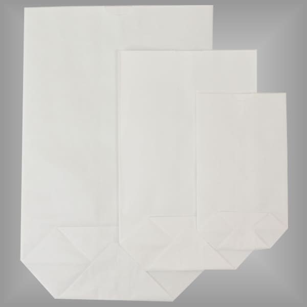 Kreuzbodenbeutel aus Papier weiß